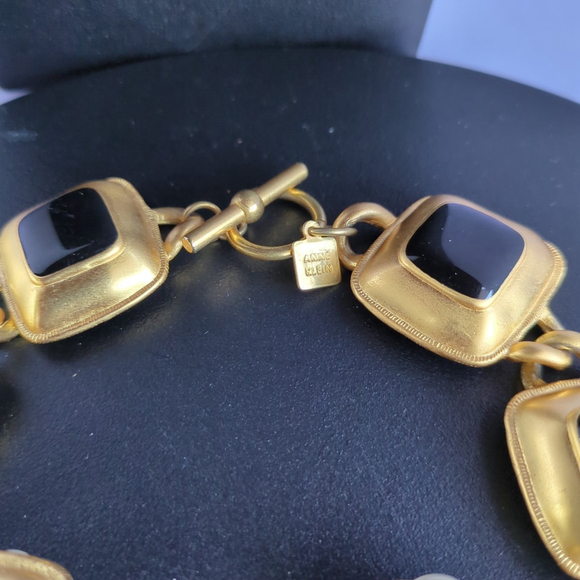 Vintage Anne Klein Black Enamel Chunky Necklace and Earrings - Picture 5 of 10